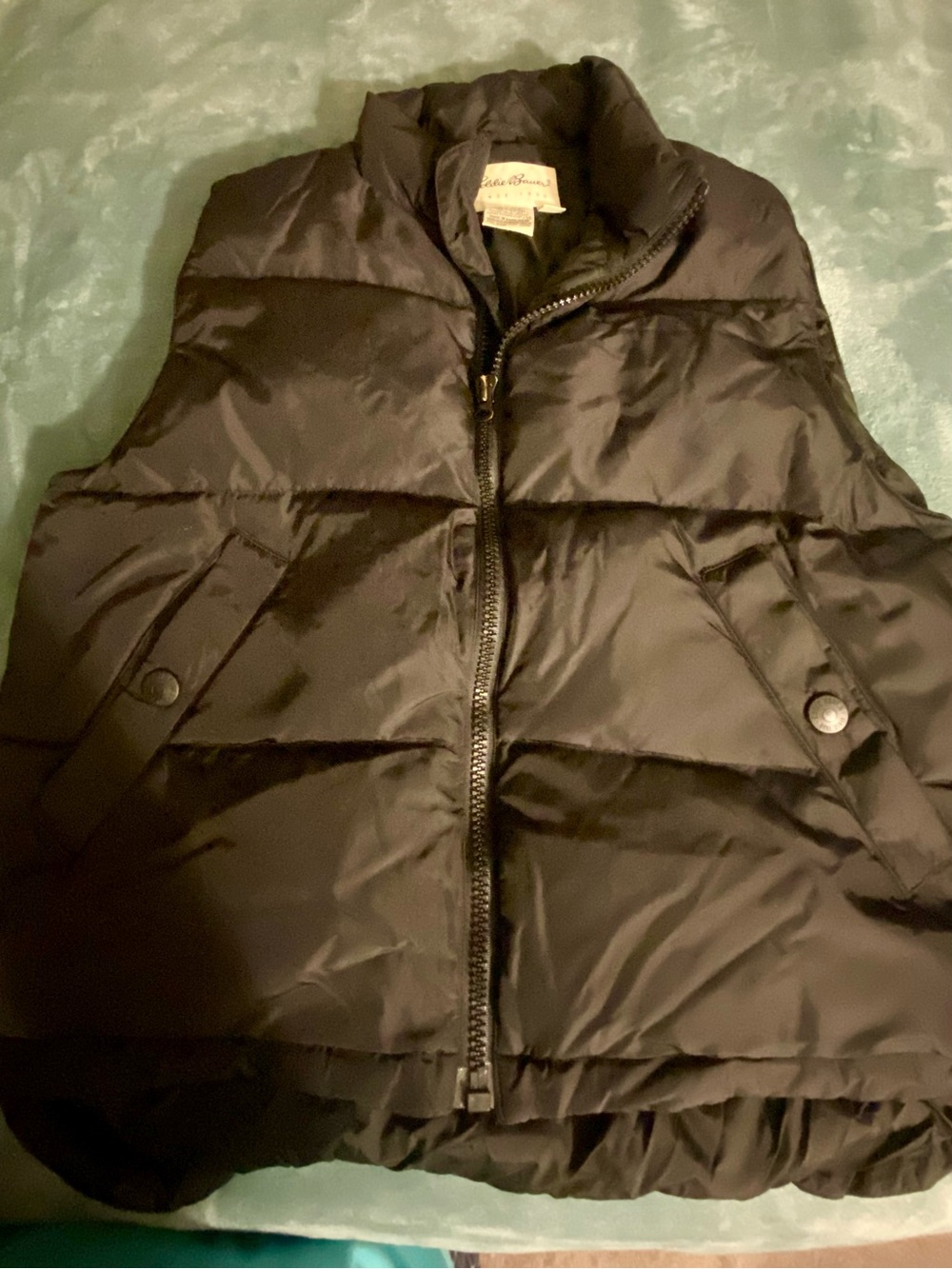 Eddie Bauer Black Puffer Vest with Front Zip M